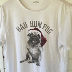 Old Navy White 'Bah Hum Pug' Dog Tee